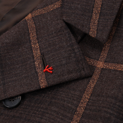Pre-owned Isaia $3895  'cortina' Slim-fit Wool And Cashmere Peacoat 40 R (eu 50) In Brown