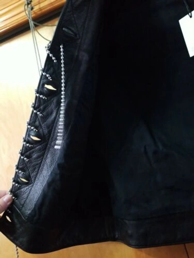 Pre-owned Coach Black Leather Cap Slv Custom Vest 215523jax Bottle Cap Floral Feather...
