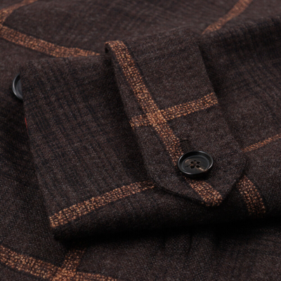 Pre-owned Isaia $3895  'cortina' Slim-fit Wool And Cashmere Peacoat 40 R (eu 50) In Brown