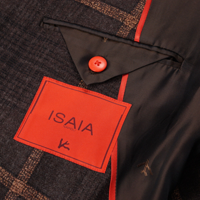 Pre-owned Isaia $3895  'cortina' Slim-fit Wool And Cashmere Peacoat 40 R (eu 50) In Brown