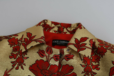 Pre-owned Dolce & Gabbana Jacket Coat Red Gold Floral Brocade Cape It40 / Us6/ S Rrp $4400