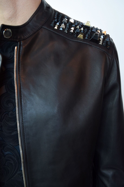 Pre-owned Versace Collection Leather Blouson In Black
