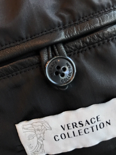Pre-owned Versace Collection Leather Blouson In Black