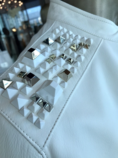 Pre-owned Versace Collection Leather Blouson In White