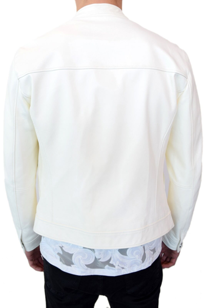 Pre-owned Versace Collection Leather Blouson In White