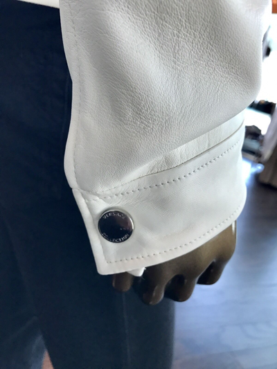Pre-owned Versace Collection Leather Blouson In White