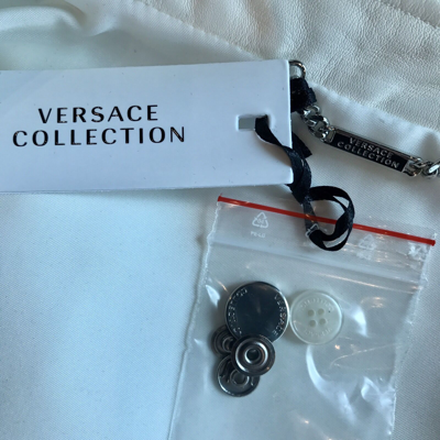 Pre-owned Versace Collection Leather Blouson In White