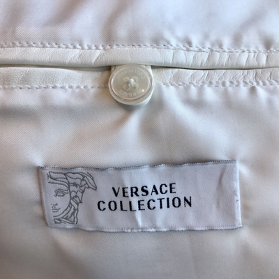 Pre-owned Versace Collection Leather Blouson In White