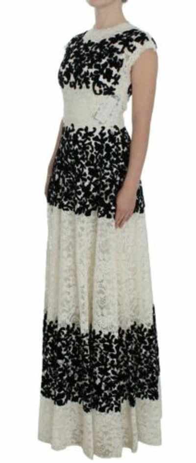 Pre-owned Dolce & Gabbana Dolce&gabbana Women White Dress Cotton Blend Floral Lace A-line Maxi Ball Gown