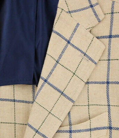 Pre-owned Cesare Attolini $4800  Beige Window Pane Sportcoat - 40/50 - (ca95703127)