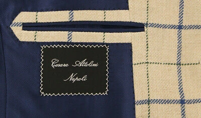 Pre-owned Cesare Attolini $4800  Beige Window Pane Sportcoat - 40/50 - (ca95703127)