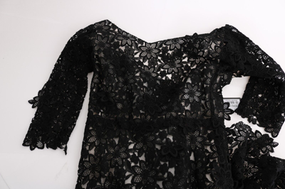 Pre-owned Dolce & Gabbana Dress Black Cotton Silk Floral Long Gown It38 / Us4 /s Rrp $6600