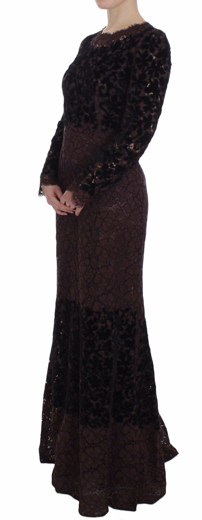 Pre-owned Dolce & Gabbana Dress Purple Floral Lace Ricamo Maxi It42 / Us8 / M Rrp $15200