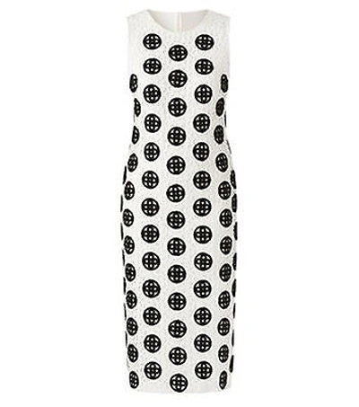 Pre-owned Burberry Prorsum $3,995  8 10 42 Spotted Curlicue Embroidered Lace Dress Women In Black / White