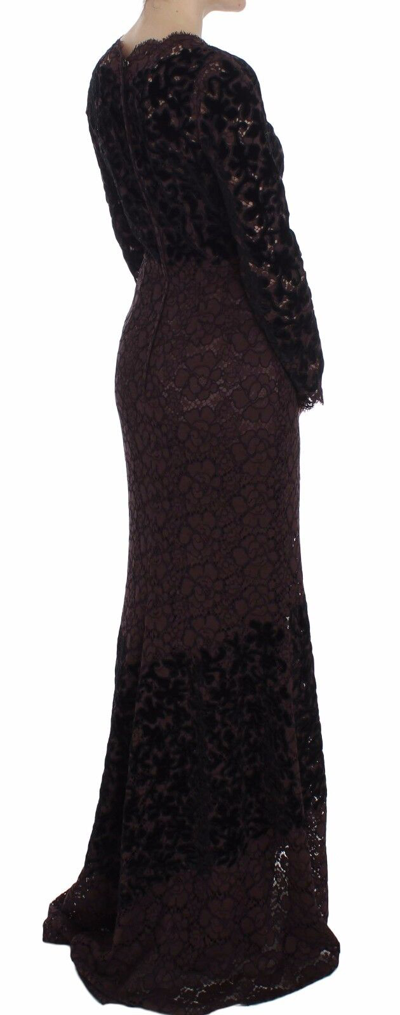 DOLCE & GABBANA Pre-owned Dress Purple Floral Lace Ricamo Maxi It42 / Us8 / M Rrp $15200