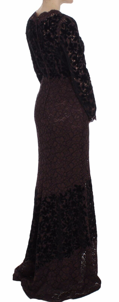 Pre-owned Dolce & Gabbana Dress Purple Floral Lace Ricamo Maxi It42 / Us8 / M Rrp $15200