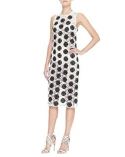 Pre-owned Burberry Prorsum $3,995 8 10 42 Spotted Curlicue Embroidered Lace  Dress Women In Black / White | ModeSens