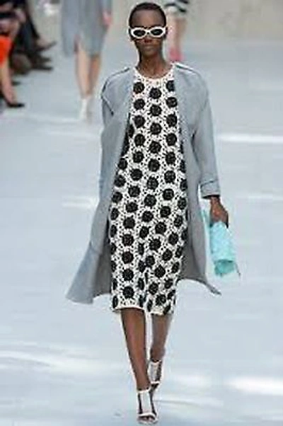 Pre-owned Burberry Prorsum $3,995 8 10 42 Spotted Curlicue Embroidered Lace  Dress Women In Black / White | ModeSens