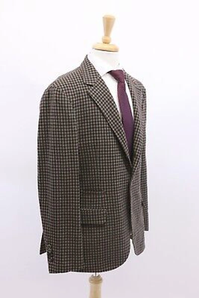 Pre-owned Brunello Cucinelli Nwt$4995  Men Cashmerewool Gingham Print Sportcoat50/40us A191 In Gray
