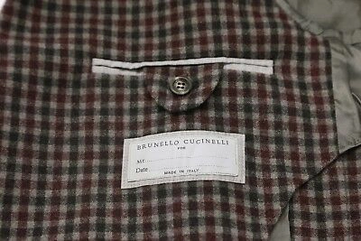 Pre-owned Brunello Cucinelli Nwt$4995  Men Cashmerewool Gingham Print Sportcoat50/40us A191 In Gray