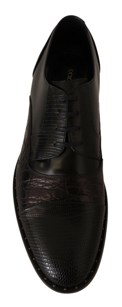 Pre-owned Dolce & Gabbana Shoes Black Leather Exotic Skins Formal Eu39 / Us6 Rrp $2100