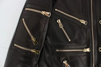 Pre-owned Dolce & Gabbana Dolce&gabbana Men Biker Jacket Brown Lambskin Leather Zipper Bomber Outerwear