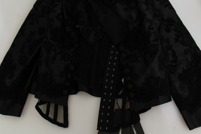 Pre-owned Dolce & Gabbana Jacket Silk Black Floral Jacquard Blazer It38 / Us4/xs Rrp $4300