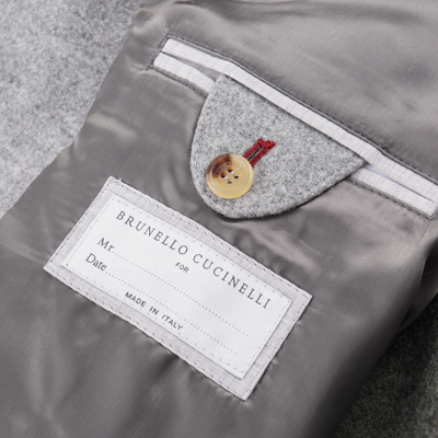 Pre-owned Brunello Cucinelli Light Gray Woven Melange Wool Overcoat M (eu 50) Coat