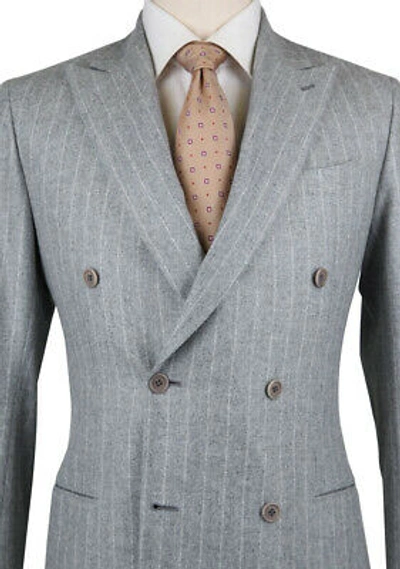 Pre-owned Luigi Borrelli $4200  Gray Wool Striped Suit - 40/50 - (lb4043171r8)