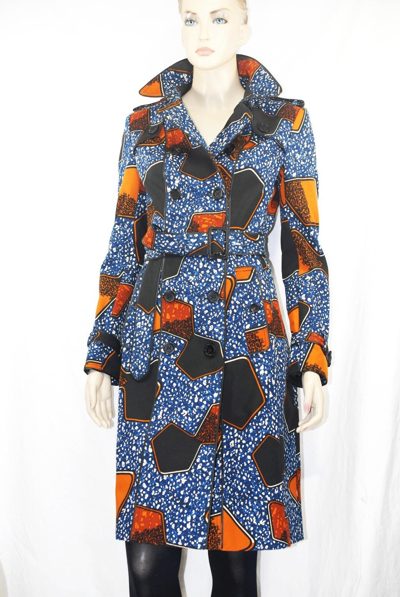 Pre-owned Burberry $2,995 Runway  Prorsum 4 38 Eclectic Print Multi Color Trench Coat Women In Multicolor