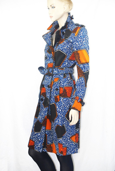 Pre-owned Burberry $2,995 Runway  Prorsum 4 38 Eclectic Print Multi Color Trench Coat Women In Multicolor