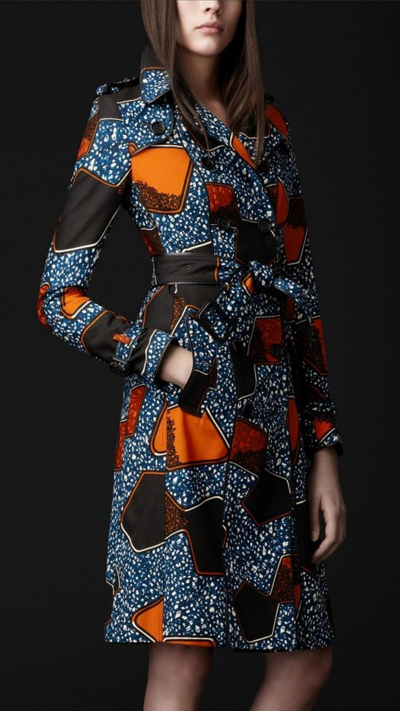 Pre-owned Burberry $2,995 Runway  Prorsum 4 38 Eclectic Print Multi Color Trench Coat Women In Multicolor