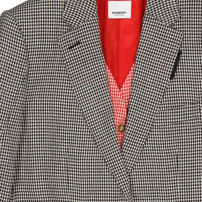 Pre-owned Burberry Houndstooth Check Wool Blazer With Waistcoat Detail In Red