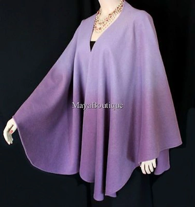 Pre-owned Maya Matazaro Cashmere Cape Ruana Wrap Ombres Hand Dyed Lilac & Amethyst  In Purple Hand Dye