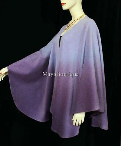 Pre-owned Maya Matazaro Cashmere Cape Ruana Wrap Ombres Hand Dyed Lilac & Amethyst  In Purple Hand Dye