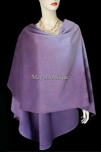 Pre-owned Maya Matazaro Cashmere Cape Ruana Wrap Ombres Hand Dyed Lilac & Amethyst  In Purple Hand Dye