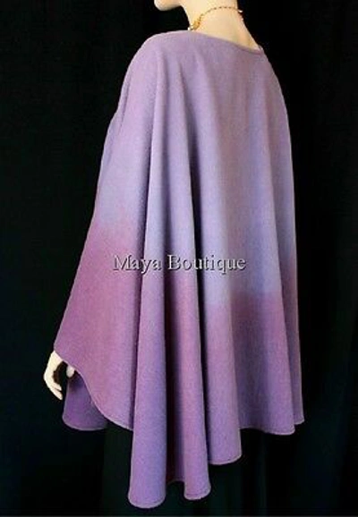 Pre-owned Maya Matazaro Cashmere Cape Ruana Wrap Ombres Hand Dyed Lilac & Amethyst  In Purple Hand Dye