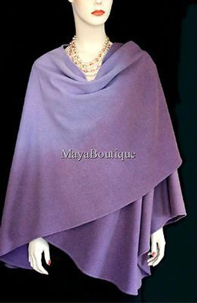 Pre-owned Maya Matazaro Cashmere Cape Ruana Wrap Ombres Hand Dyed Lilac & Amethyst  In Purple Hand Dye