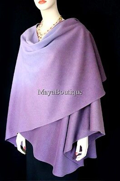 Pre-owned Maya Matazaro Cashmere Cape Ruana Wrap Ombres Hand Dyed Lilac & Amethyst  In Purple Hand Dye