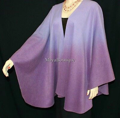 Pre-owned Maya Matazaro Cashmere Cape Ruana Wrap Ombres Hand Dyed Lilac & Amethyst  In Purple Hand Dye