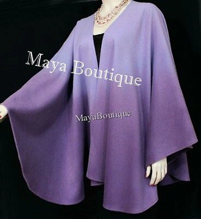 Pre-owned Maya Matazaro Cashmere Cape Ruana Wrap Ombres Hand Dyed Lilac & Amethyst  In Purple Hand Dye