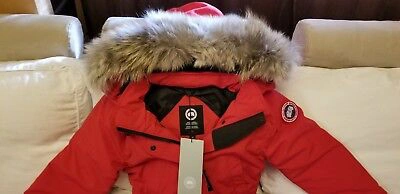 Pre-owned Canada Goose Brand Latest Grey Label Red  Trillium Small Arctic Parka Jacket In Sunfire Red