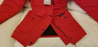 Pre-owned Canada Goose Brand Latest Grey Label Red  Trillium Small Arctic Parka Jacket In Sunfire Red