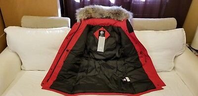 Pre-owned Canada Goose Brand Latest Grey Label Red  Trillium Small Arctic Parka Jacket In Sunfire Red