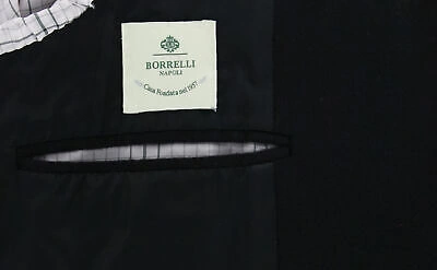Pre-owned Luigi Borrelli $5100  Black Cashmere Solid Coat - (cutorinoc130590)
