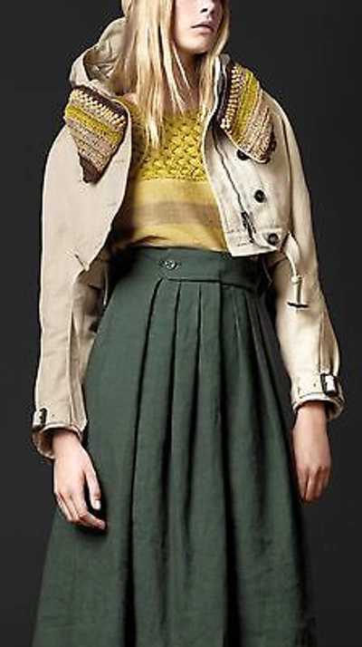 Pre-owned Burberry Prorsum $2995  12 14 46 Crop Crochet Beads Parka Jacket Women Gift Italy In Beige /  Trench Melange