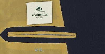 Pre-owned Borrelli $4200  Navy Blue Herringbone Suit 46/56