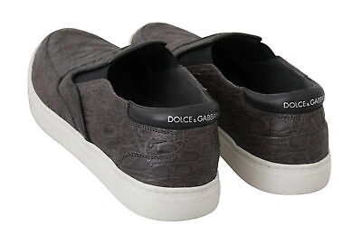Pre-owned Dolce & Gabbana Shoes Loafers Gray Leather Flat Caiman S. Eu40 / Us7 Rrp $2800