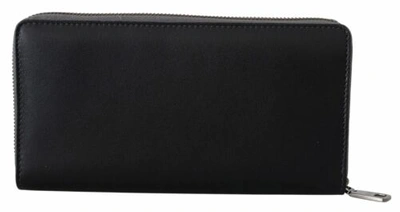 Pre-owned Dolce & Gabbana Dolce&gabbana Men Black Continental Wallet Leather Skin Pattern Mini Card Holder