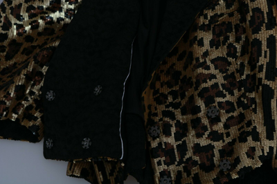 Pre-owned Dolce & Gabbana Jacket Blazer Gold Leopard Sequined It42 / Us8 / M Rrp $11000 In Multicolor